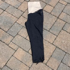 Loft Maternity black denim ankle tie-off jeans